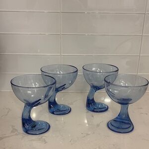 1980s Italian Bormioli Rocco Cobalt Blue Dessert / Serving Bowls — Set of 4